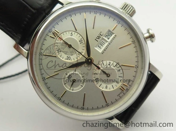 MIROTIME 0129 Snug Portofino IW391022 SS ZK 1:1 Best Edition White Dial Gold Markers On Black Leather Strap A 7130